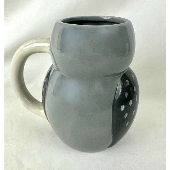 Gray And Black Owl Coffee Or Tea Mug Wide Eyes 16 Ounce Ceramic 5" Tall - Picture 4 of 9